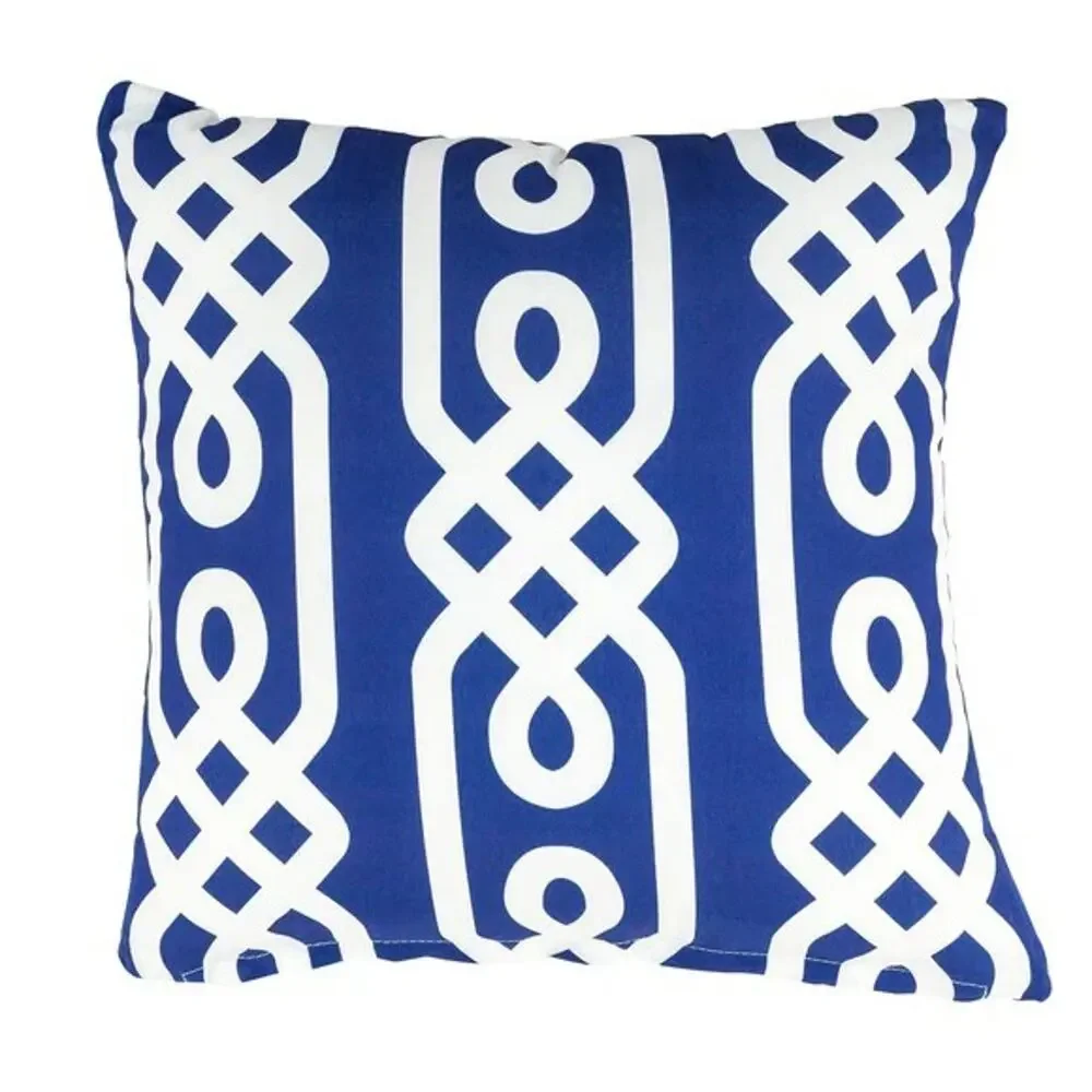 Divine Home Aegean 05 Indoor/Outdoor Accent Throw Pillow, Navy/White 17